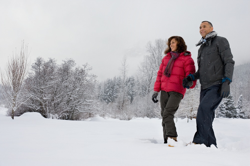 Enjoy a couple's snowshoe adventure during your romantic New Hampshire getaway. 