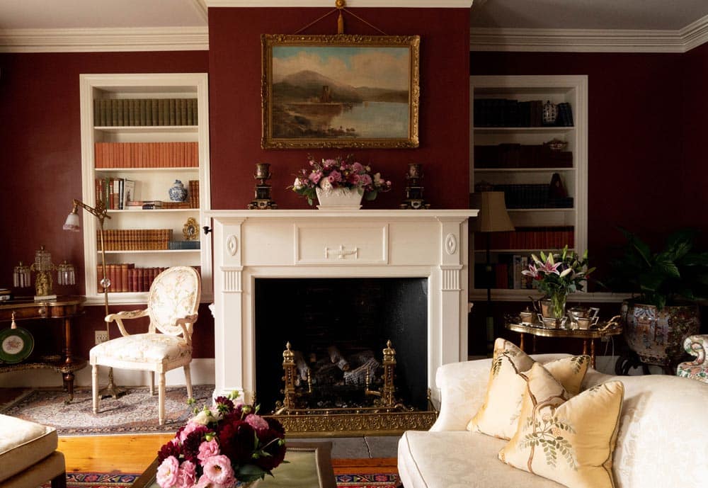 The charming fireplace in one of the guest suites at the Inn by the Bandstand, one of the finest Exeter hotels.