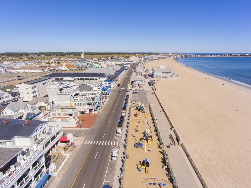 Why You Should Visit the Hampton Beach Boardwalk 1 Aerial View of the Hampton Beach Boardwalk and Beach in New Hampshire